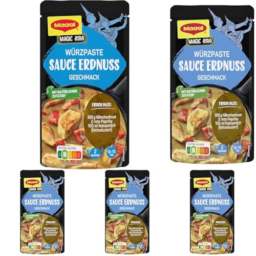 MAGGI Food Travel Würzpaste für Sauce Erdnuss Asian Style (Ohne Konservierungsstoffe, Vegetarisch) 5er Pack (1 x 65g) von Maggi