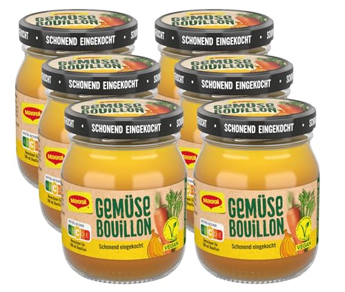 MAGGI Gemüse Bouillon, pastöse Gemüsebrühe im Glas, schonend eingekocht, sofort verwendbar & frei dosierbar, 6er Pack (6 x 160g) von Maggi