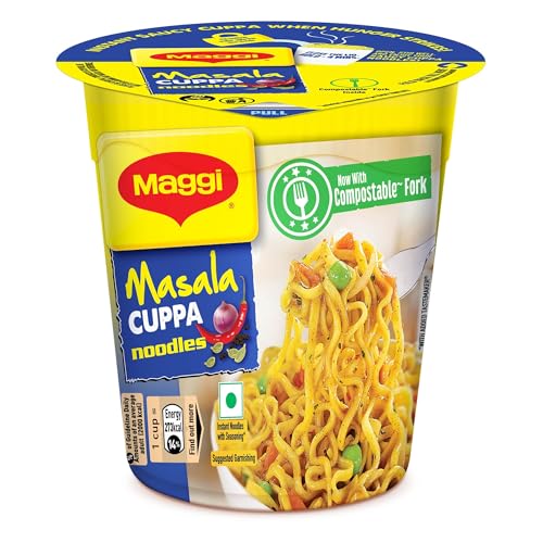 MAGGI Instant-Cuppa-Nudeln, Masala, köstlicher schlurpiger, saurer Geschmack, mit extra Gemüse, 70 ml von Maggi