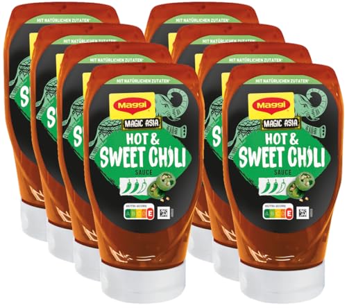 MAGGI Magic Asia Hot & Sweet Chili Sauce, Asia Sauce mit natürlichen Zutaten, mittlere Schärfe, 8er Pack (8 x 300ml) von Maggi