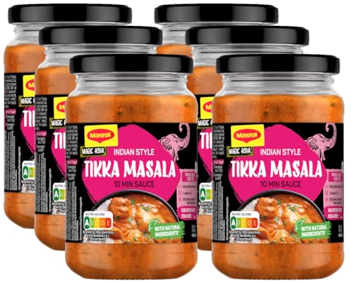 MAGGI Magic Asia Indian Style Tikka Masala 10 Min Sauce, fertige Curry Sauce mit natürlichen Zutaten, 6er Pack (6 x 340g) von Maggi