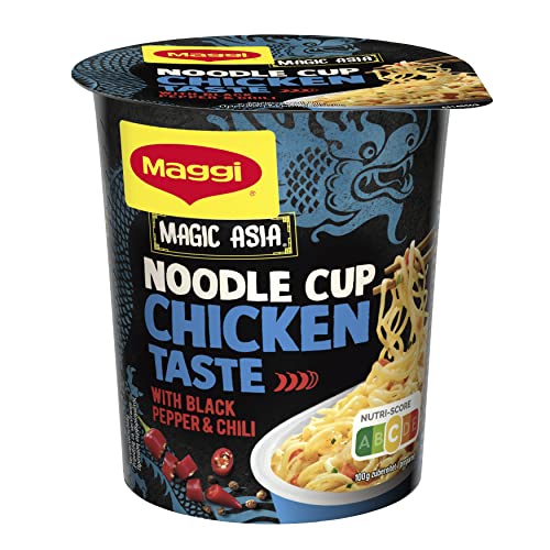 MAGGI Magic Asia Noodle Cup Chicken, Instant-Nudeln, asiatisches Fertiggericht, Hühnchen-Geschmack, mit Gemüse verfeinert, 1er Pack (1x63g) von Maggi