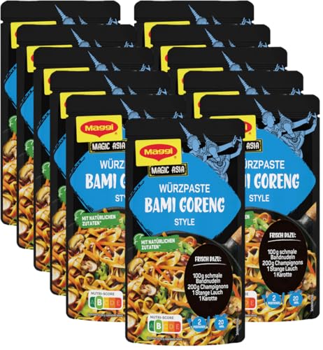 MAGGI Magic Asia Würzpaste für Bami Goreng Style (Ohne Konservierungsstoffe, Vegetarisch), 11er Pack (11 x 65g) von Maggi