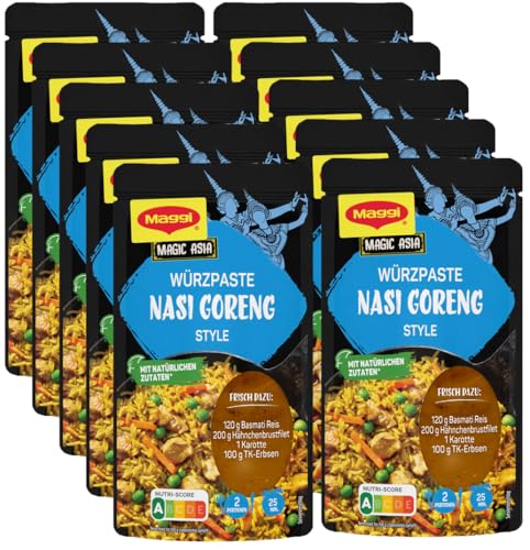 MAGGI Magic Asia Würzpaste für Nasi Goreng Style (Ohne Konservierungsstoffe, Vegetarisch), 11er Pack (11 x 65g) von Maggi