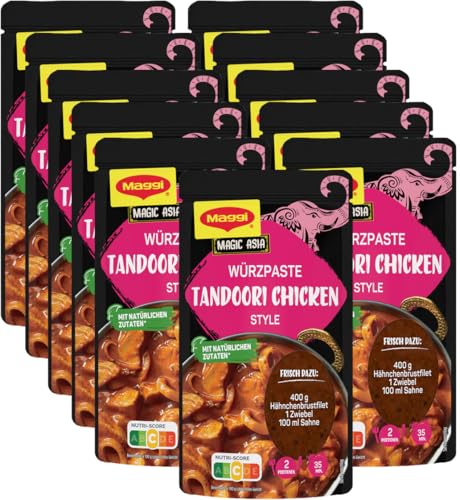 MAGGI Magic Asia Würzpaste für Tandoori Chicken Style (Ohne Konservierungsstoffe, Vegetarisch), 11er Pack (11 x 65g) von Maggi