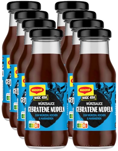 MAGGI Magic Asia Würzsauce Gebratene Nudeln, asiatische Soße mit Sojasauce und Sesam Öl, 8er Pack (8 x 190ml) von Maggi