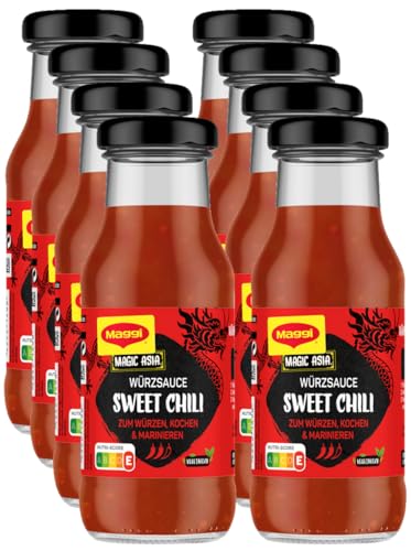 MAGGI Magic Asia Würzsauce Sweet Chili, asiatische Chili Soße süß mit Chili und Knoblauch, 8er Pack (8 x 191ml) von Maggi