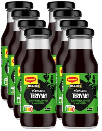 MAGGI Magic Asia Würzsauce Teriyaki, asiatische Teriyakisauce dickflüssig mit Sojasauce und Ingwer, 8er Pack (8 x 183ml) von Maggi