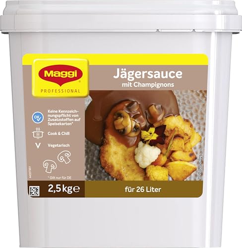 MAGGI Professional Jäger-Sauce mit Champignons, vegan, Ergiebigkeit 26 L, 1er Pack (1 x 2,5kg große GastroBox) von Maggi