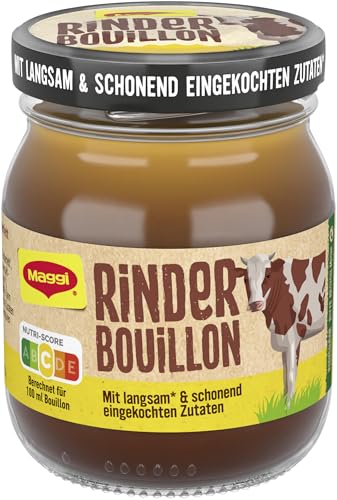 MAGGI Rinder Bouillon, pastöse Rinderbrühe im Glas, schonend eingekocht, sofort verwendbar & frei dosierbar, 1er Pack (1 x 160g) von Maggi