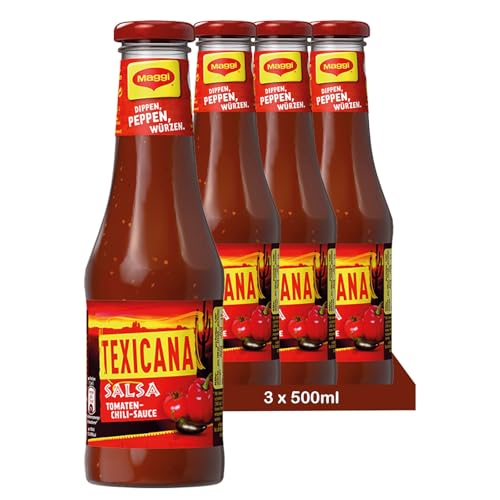 MAGGI Texicana Salsa | Tomaten-Chilli-Soße als Dip und Würzsauce | 3 x 500ml von Maggi