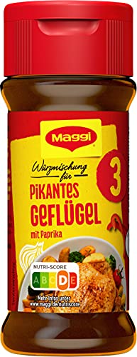 MAGGI Würzmischung 3, für pikantes Geflügel, süß-pikantes Paprika-Gewürz, für Brathähnchen oder Putengeschnetzeltes, 1er Pack (1 x 65g) von Maggi