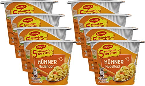 Maggi 5 Minuten Terrine Hühner Nudeltopf, 8er Pack (8 x 41 g) von Maggi