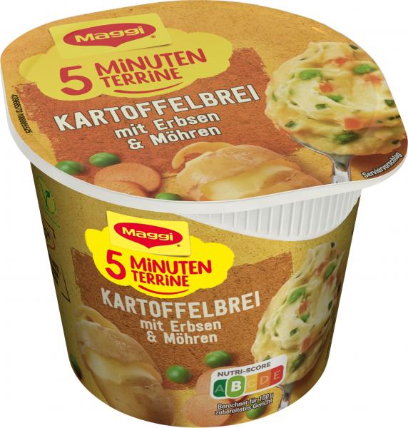 Maggi 5 Minuten Terrine Kartoffelbrei mit Erbsen & Möhren von Maggi