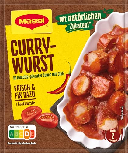 MAGGI Fix für Currywurst, Würzmischung, mit natürlichen Zutaten*, für 2 Portionen, 1er Pack (1 x 38g) von Maggi