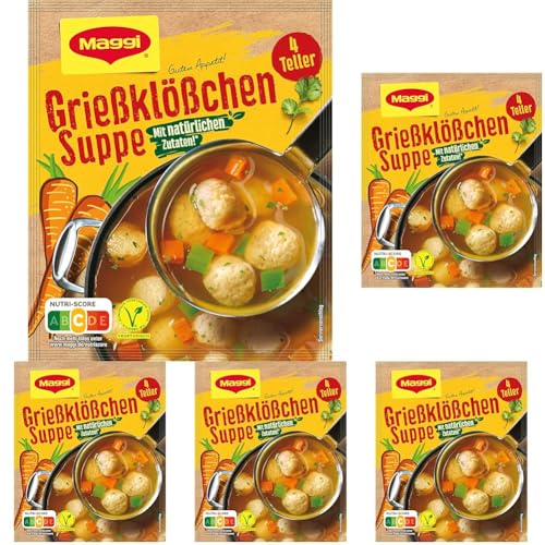 Maggi Guten Appetit, Grießklößchen Suppe, 50g Beutel, ergibt 4 Teller, 5er Pack (1 x 50g) von Maggi