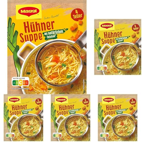 Maggi Guten Appetit, Hühner Suppe, 60g Beutel, ergibt 4 Teller, 5er Pack (1 x 60g) von Maggi