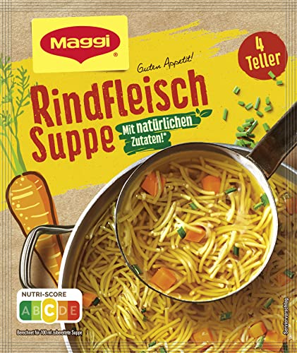 Maggi Guten Appetit, Rindfleisch Suppe, 85g Beutel, ergibt 4 Teller, 10er Pack (1 x 85g) von Maggi