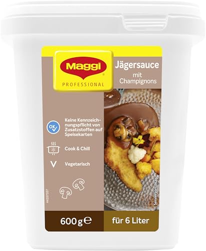 MAGGI Professional Jäger-Sauce mit Champignons, vegan, Ergiebigkeit 6L, 1er Pack (600g GastroBox) von Maggi