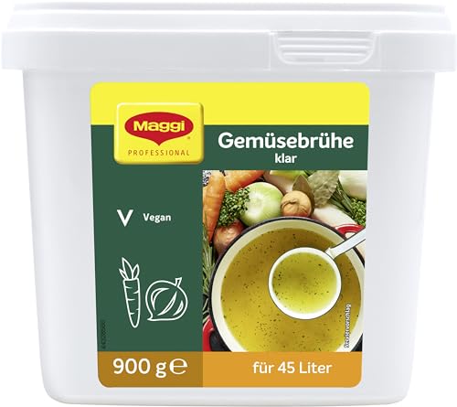 MAGGI Professional Klare Gemüsebrühe, vegan, Ergiebigkeit 45L, 1er Pack (900g GastroBox) von Maggi