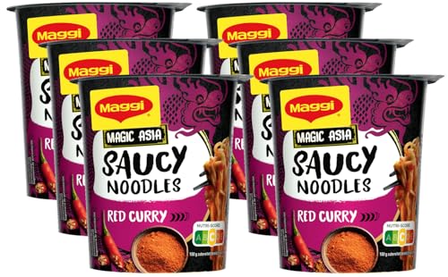 Maggi Magic Asia Saucy Noodles Red Curry Cup, 8er Pack (8x75g) von Maggi