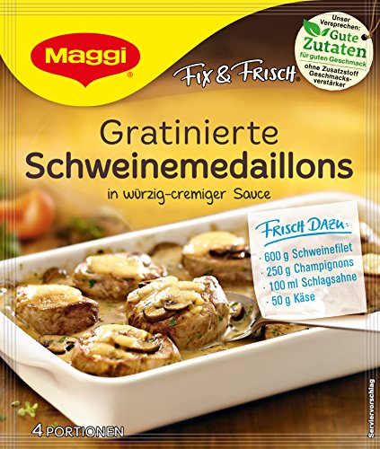 Maggi fix & frisch, Gratinierte Schweinemedaillons, 42 g Beutel, ergibt 4 Portionen von Maggi