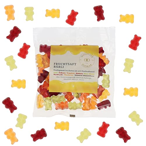 MAGISTER DOSKAR Fruchtsaftbärli, Fruchtgummi in 9 Sorten mit 20% Fruchtsaftanteil, 150 gr, APOTHEKENQUALITÄT von Magister Doskar