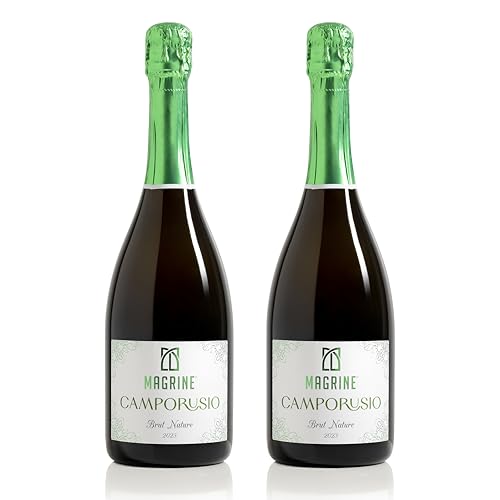 Magrine | Camporusio Brut Nature „Authentischer Traditionsgeschmack“ Italienischer Schaumwein im Uralten Verfahren Dosage Zero mit Hefesatz 100% Glera-Trauben Handverlesen und Handgeerntet 2 x 750mL von Magrine