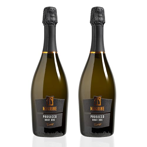 Magrine | Prosecco DOC Brut „Unsere Exzellenten Perlen“ Italienischer Schaumwein im Charmat-Verfahren Prosecco DOC aus Treviso mit 100% Glera-Trauben 2 Flaschen à 750 mL von Magrine