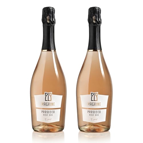 Magrine | Prosecco DOC Rosé „Der modische Geist des Prosecco“ Italienischer Schaumwein im Charmat-Verfahren Prosecco DOC aus Treviso mit Trauben 90% Glera und 10% Pinot-Noir 2 Flaschen à 750 mL von Magrine