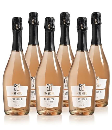 Magrine | Prosecco DOC Rosé „Der modische Geist des Prosecco“ Italienischer Schaumwein im Charmat-Verfahren Prosecco DOC aus Treviso mit Trauben 90% Glera und 10% Pinot-Noir 6 Flaschen à 750 mL von Magrine