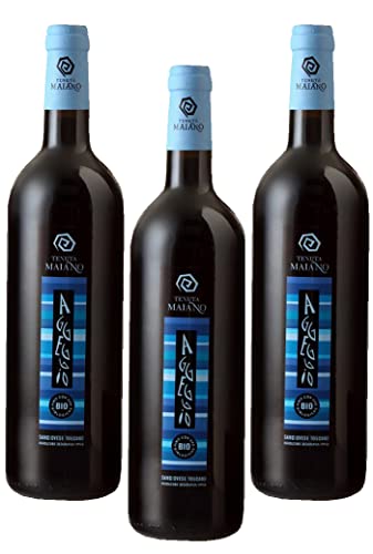 Aggeggio I.G.T.- Sangiovese Toskana Rotwein, 3er Flaschen Packung - Bio- Vegan von Maiano