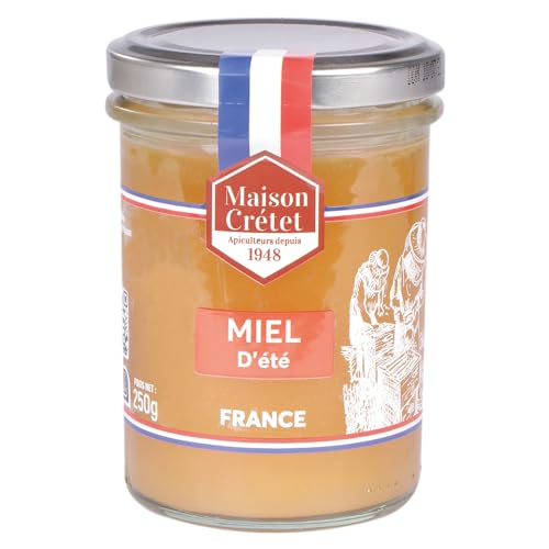 Maison Crétet Honig aus Frankreich, Sommer, nicht pasteurisierter Honig, 100 % natürlich, Glastopf 250 g von Maison Crétet