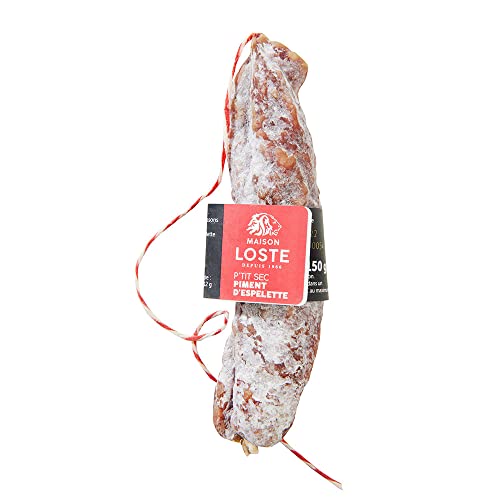 Luftgetrocknete französische Salami mit Piment d'Espelette, im Stück (1 x 150g) von Maison Loste