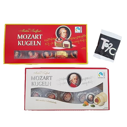 Maître Truffout 2 x 200g Mozart Kugeln Pralinen Vollmilch | Zartbitter | Weißer Schokolade Vorteilspackung von Maître Truffout