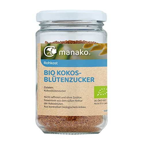 manako BIO Kokosblütenzucker, unraffiniert, 150 g Glas von Makana