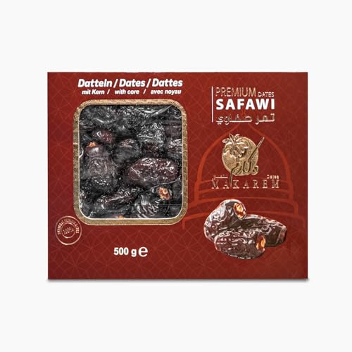 Makarem® Safawi Datteln Premium aus Medina | 100% frische Ernte | Saudi Arabien | OHNE Zusatzstoffe (500g) von Makarem Dates