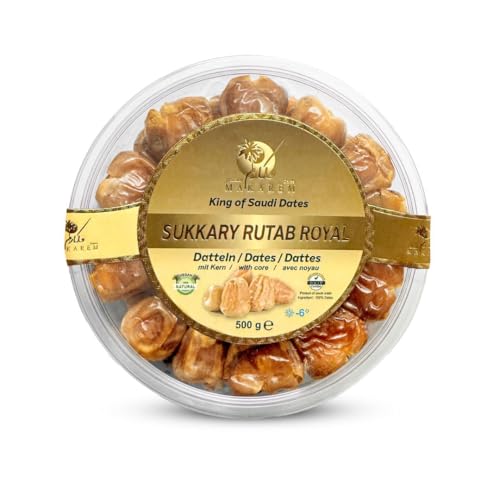 Makarem® Sukkari Rutab Royal Datteln Premium Sukkary 10Kg (20x500g) | 100% frische Ernte | Saudi Arabien | OHNE Zusatzstoffe von Makarem Dates