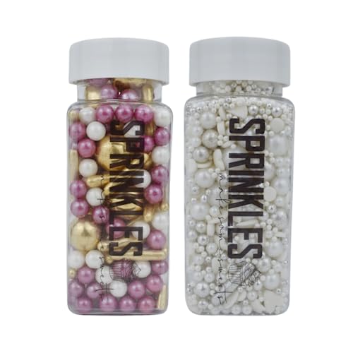 MakeSomeSweets Wedding Sprinkle Set - Elegant PURPLE WEDDING & WHITE BRIDE Essbare Sprinkles - Vegan, Palmöl-frei, 2 x 100g von MakeSomeSweets