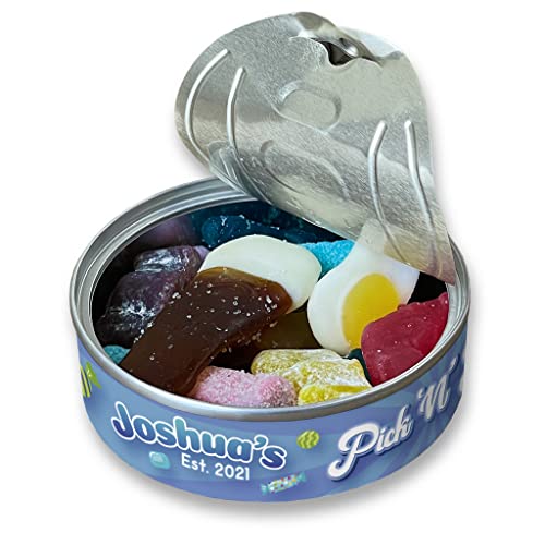 Pick&Mix Bonbondose mit blauem Wirbel-Design, personalisierbar, Geschenk für Geburtstag, Weihnachtsstrumpf, klein von MakeThisMine