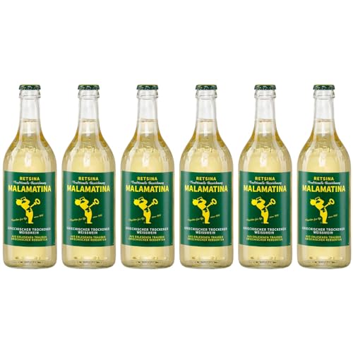 Malamatina Retsina 6er Pack, (6 x 500ml Flasche) von Malamatina