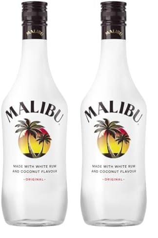 Malibu Caribbean Rum – Fruchtiger Likör auf Rum-Basis mit natürlichem Kokosaroma – Leichte Spirituose, ideal für Longdrinks oder Cocktails – 1 x 1 l (Packung mit 2) von Malibu