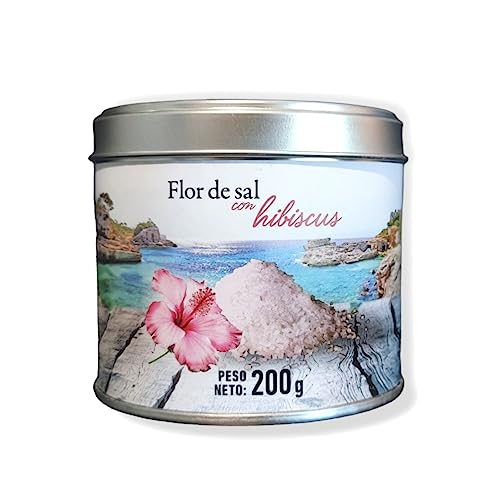 GLOSA MARINA Flor de Sal con Hibiscus (Fleur de Sel) Meersalz feinste Salzflocken mit Hibiskusblüten aus Mallorca Spanien (1x200g) von Zeelec