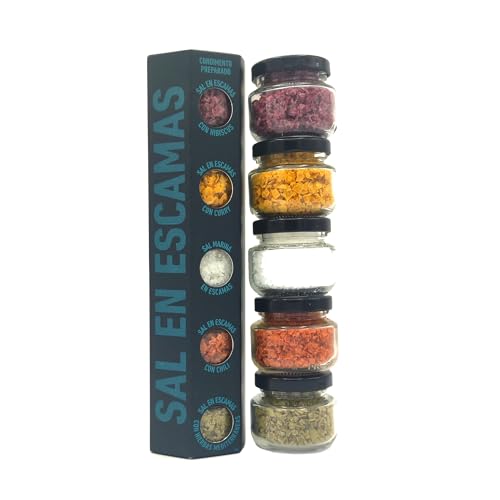 GLOSA MARINA - Sal en Escamas Gourmet Salze, Meersalz und Gewürze in Flockenform aus Mallorca Spanien, das ideale Geschenkset Salzset (5x30g) von Mallorca