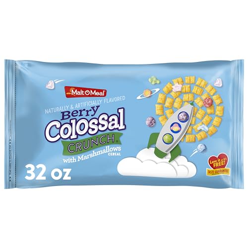 Malt-O-Meal Berry Colossal Crunch mit Marshmallows Frühstückszerealien, knackigem Mais und Hafermüsli mit süßem Beerengeschmack und Marshmallow-Bits, großes Müsli für Familie, 907.2 g von Malt-O-Meal