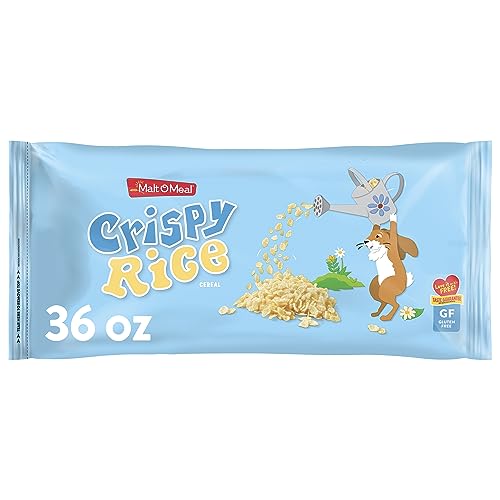 Malt-O-Meal Crispy Rice Glutenfreies Frühstücksmüsli, Knuspriges Reismüsli, großes Müsli für Familie, 1020.6 g wiederverschließbarer Müslibeutel von Malt-O-Meal