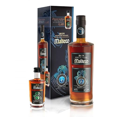 Rum MALTECO 10 Jahre 40% Vol. Geschenkbox mit MALTECO 15 J Miniatur von Malteco