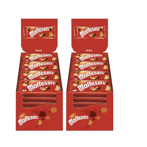 MALTESERS 2x 25x37g Schokokugeln Malzfüllung mit Milchschokoladenüberzug Schokolade von Maltesers