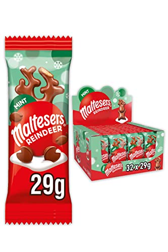 Malteser Minzschokolade Rentier Weihnachtsschokoladenfüller 32 x 29 g Packungen, 29g ( 32er Pack) von Maltesers