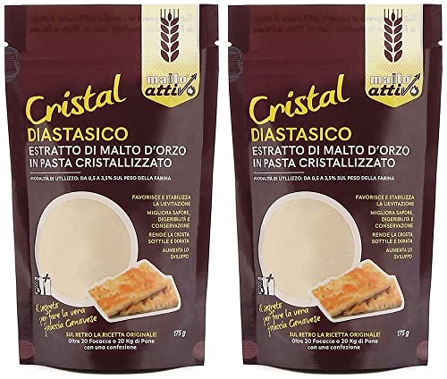 Diastatisches Backmalz 350g (175g, 2er Pack) | Gerstenmalzpulver mit Hoher Diastatischer Kraft | Ideal zum Backen und Brotbacken von Malto Attivo